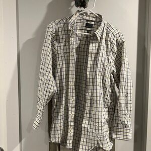 Chaps Men's Cream and Blue Plaid Shirt